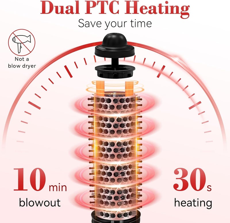 UFREE فرشاة حرارية أيونية، فرشاة دائرية ساخنة بقطر 1.5 بوصة لتصفيف الشعر، تسخين سريع خلال 30 ثانية مع 9 إعدادات حرارة، أداة تصفيف شعر للسفر بجهد مزدوج، ليست مجفف شعر - Image 2